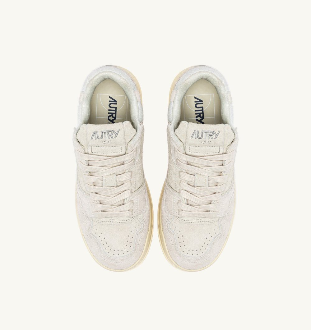 Autry Clc Low Sneakers Cream Leather Mesh Sneakers Herren Weiß | 8923BMWFJ