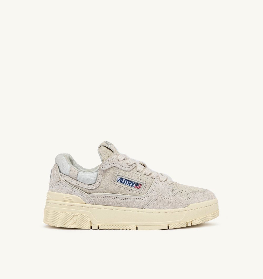 Autry Clc Low Sneakers Cream Leather Mesh Sneakers Herren Weiß | 8923BMWFJ
