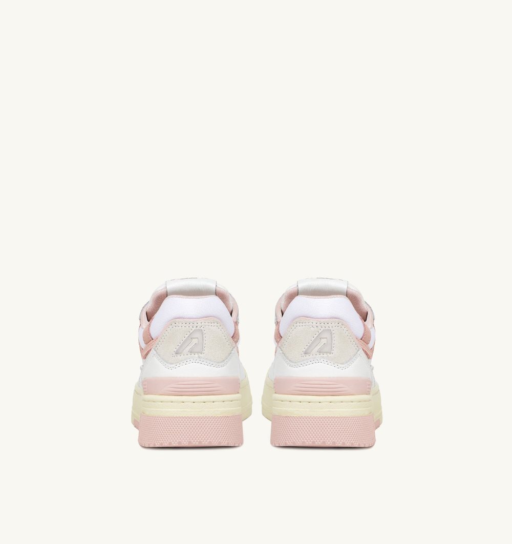 Autry Clc Low Sneakers Leather Powder Suede Sneakers Damen Weiß Rosa | 8273CODPY