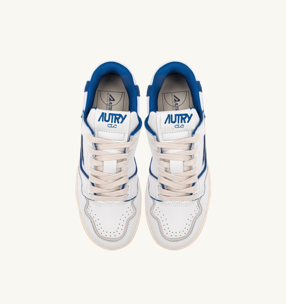 Autry Clc Low Sneakers Leather Princess Suede Sneakers Herren Weiß Blau | 0253TAEKV