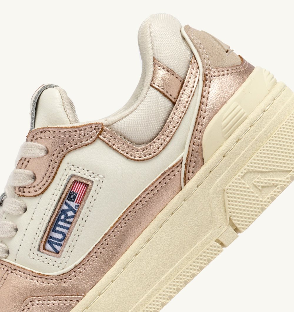 Autry Clc Low-top Sneakers Leather Sneakers Damen Weiß Rosa Gold | 1769ZYXCT