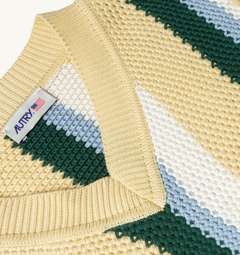Autry Cotton Knit Vest Oberteile Herren Gelb Grün | 2956FMNLS