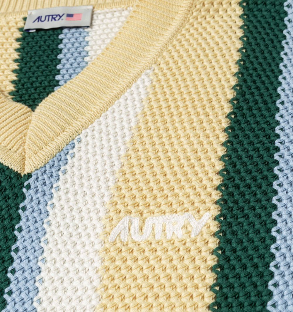 Autry Cotton Knit Vest Oberteile Herren Gelb Grün | 2956FMNLS