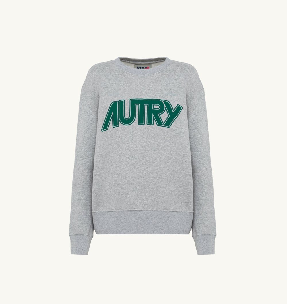 Autry Crew Neck Sweatshirt Melange Cotton Oberteile Damen Grau | 1583NFMQE