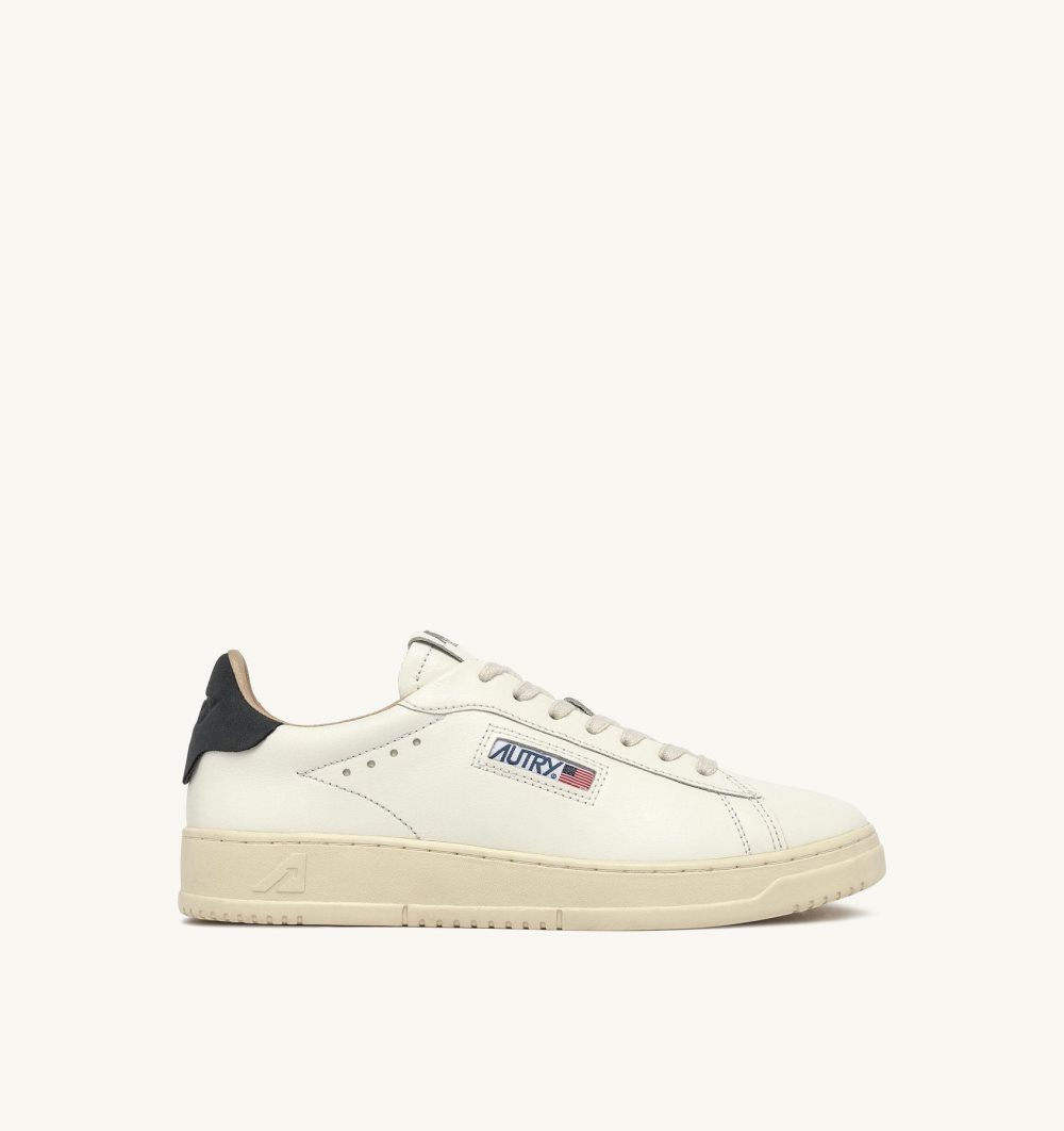 Autry Dallas Low Sneakers Space Leather Sneakers Damen Weiß Blau | 3092KTEWD