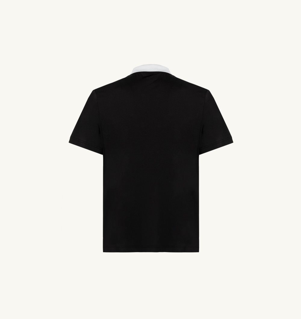 Autry Golf Polo Shirt Contrast Piping Oberteile Herren Schwarz | 0937AEOYP