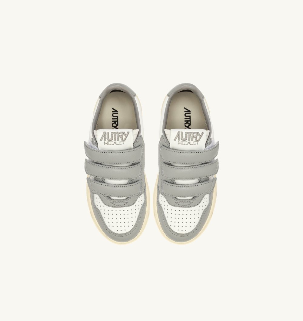 Autry Kidstripes Low Sneakers Leather Sneakers Kinder Weiß | 4360NPUIS