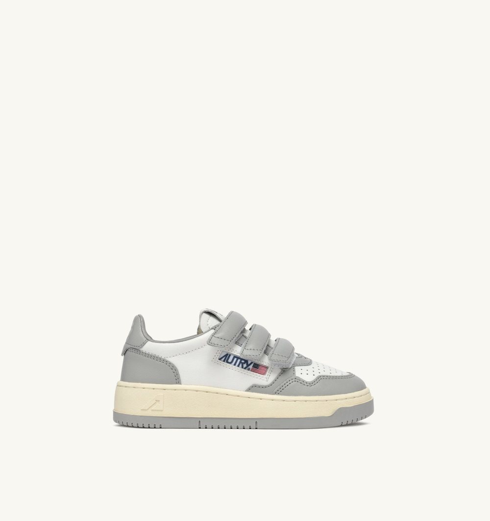 Autry Kidstripes Low Sneakers Leather Sneakers Kinder Weiß | 4360NPUIS