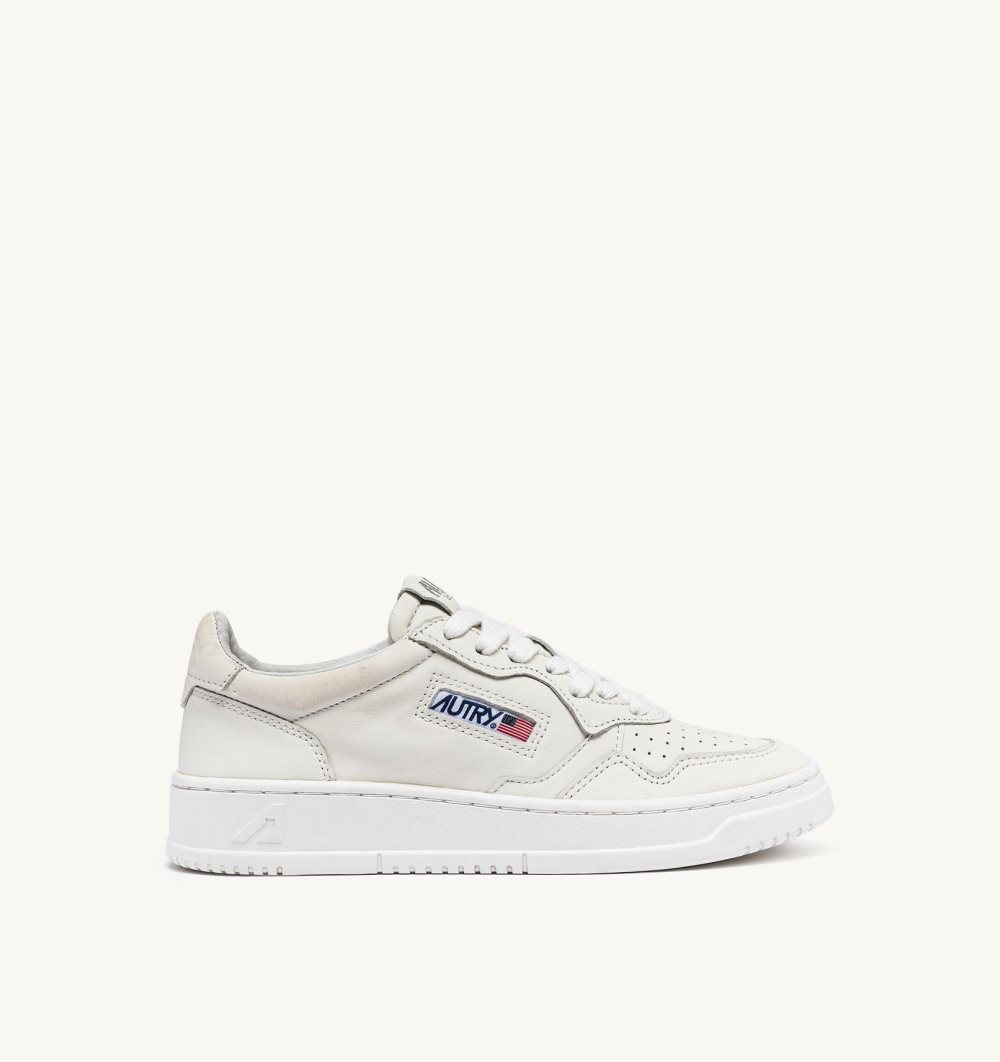 Autry Medalist Low Sneaker Optical Goat Leather Sneakers Herren Weiß | 3894FQPGE
