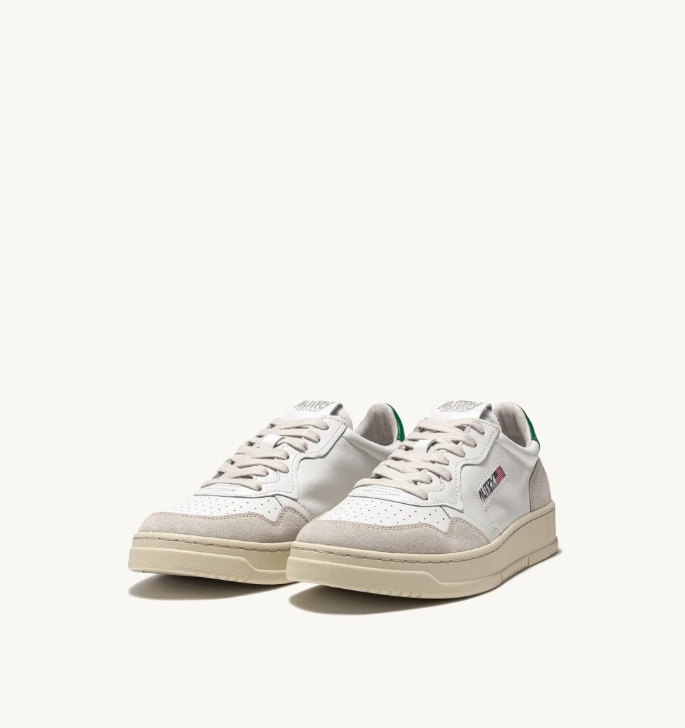 Autry Medalist Low Sneakers Amazon Leather Suede Sneakers Damen Grün Weiß | 0614FAVSH