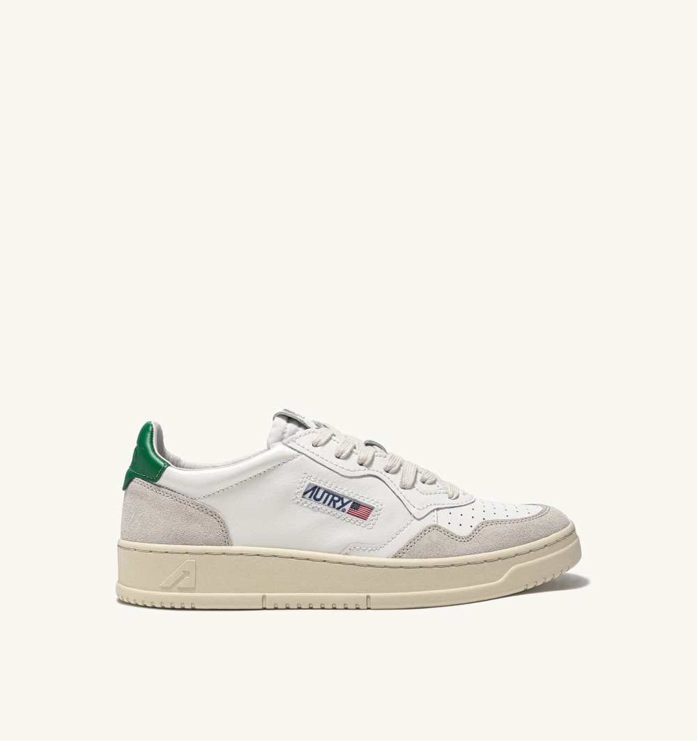 Autry Medalist Low Sneakers Amazon Leather Suede Sneakers Damen Grün Weiß | 0614FAVSH