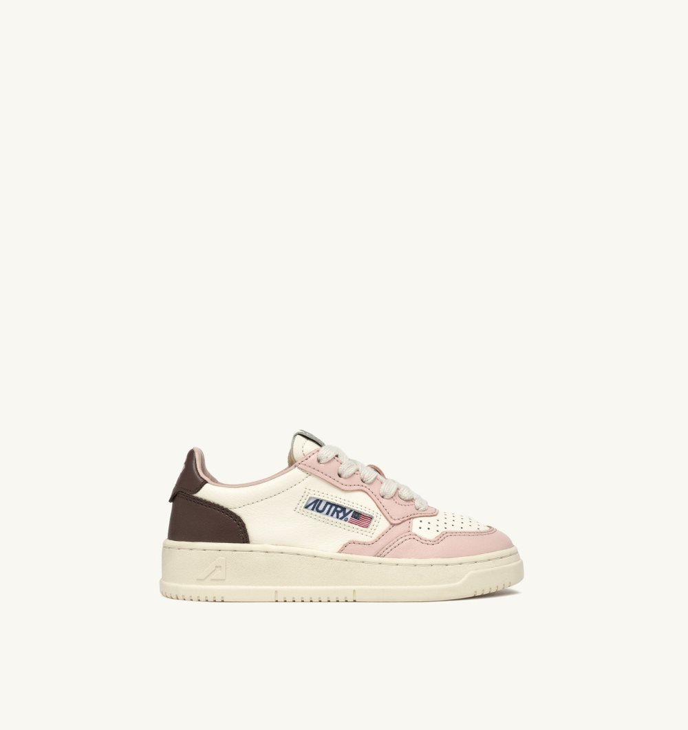 Autry Medalist Low Sneakers Leather Sneakers Kinder Weiß Rosa | 8341ELBZY
