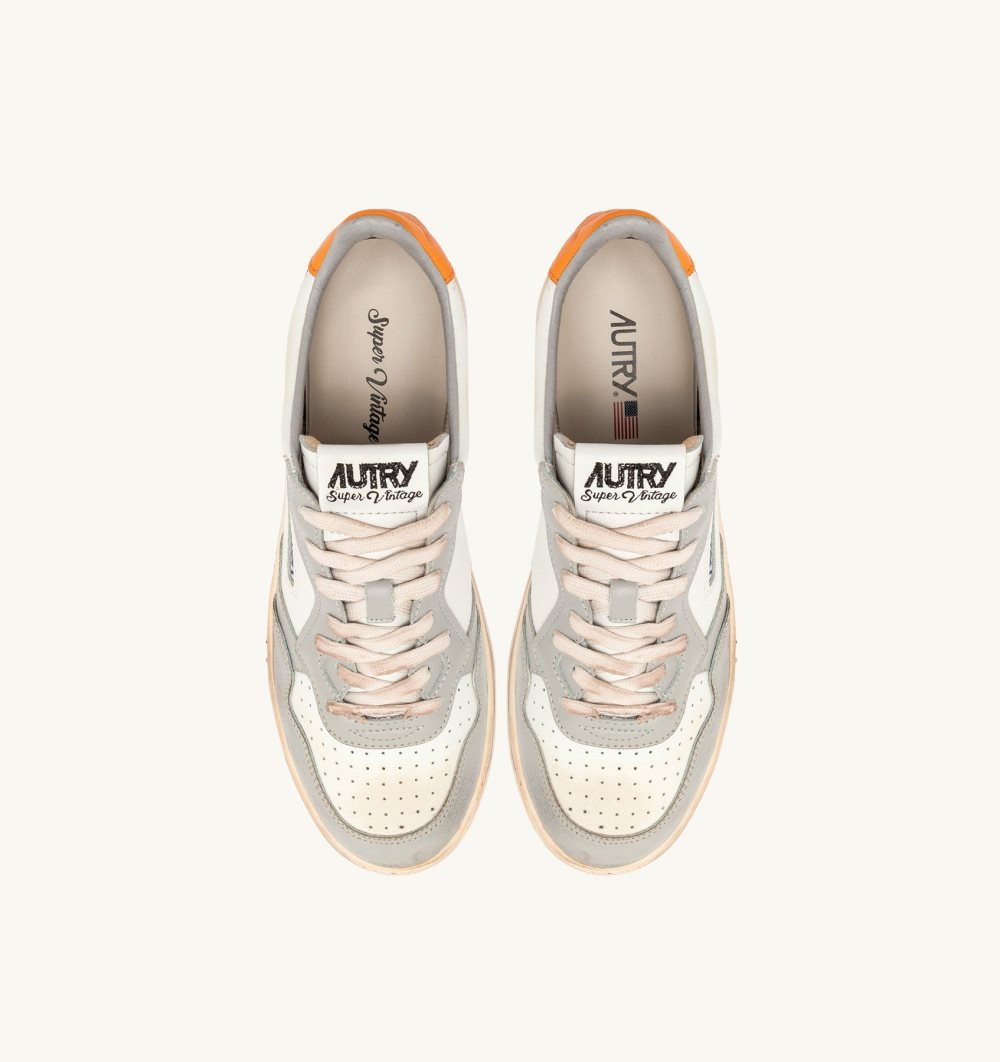 Autry Medalist Low Super Vintage Sneakers Leather Sneakers Herren Weiß Grau | 9256CZSQD