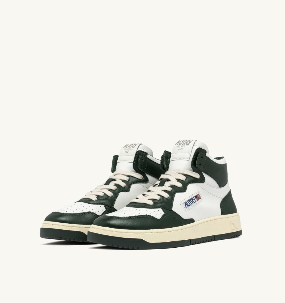 Autry Medalist Mid Bicolor Sneakers Mountain Leather Sneakers Herren Weiß | 1340EVOAC