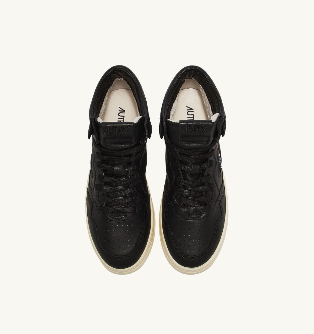 Autry Medalist Mid Sneakers Super-soft Nappa Sneakers Damen Schwarz | 0459ERMCJ