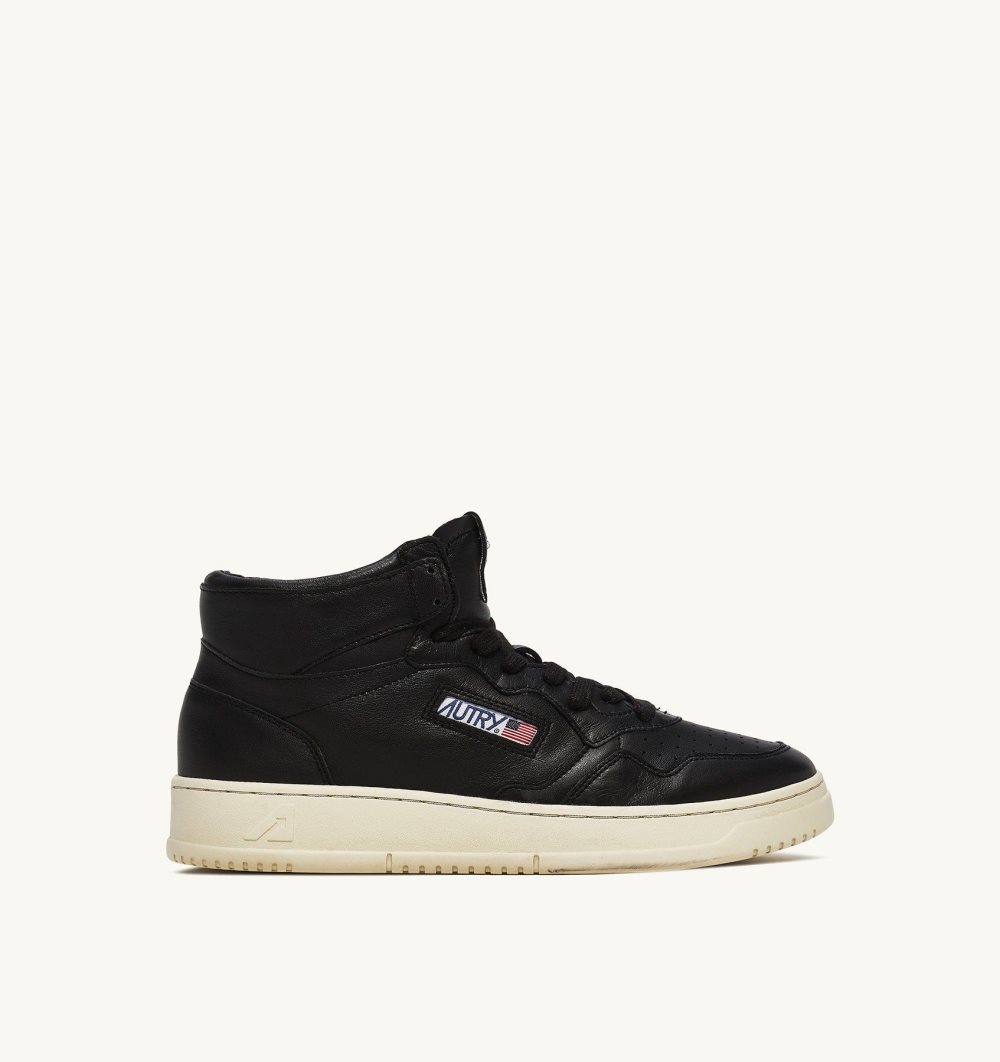 Autry Medalist Mid Sneakers Super-soft Nappa Sneakers Damen Schwarz | 0459ERMCJ