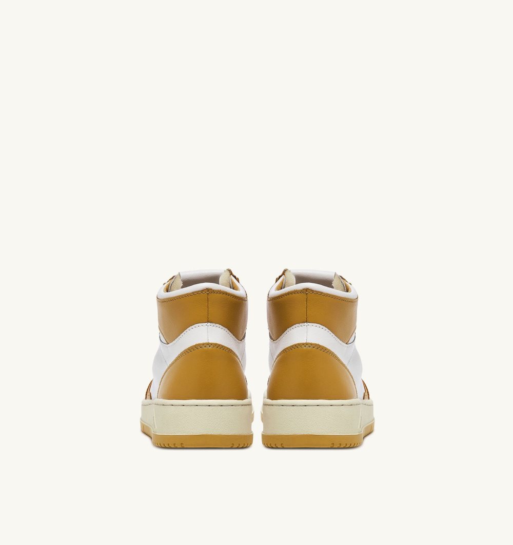 Autry Medalist Mid Sneakers Yellow Leather Sneakers Herren Gelb Weiß | 5824QTVLX