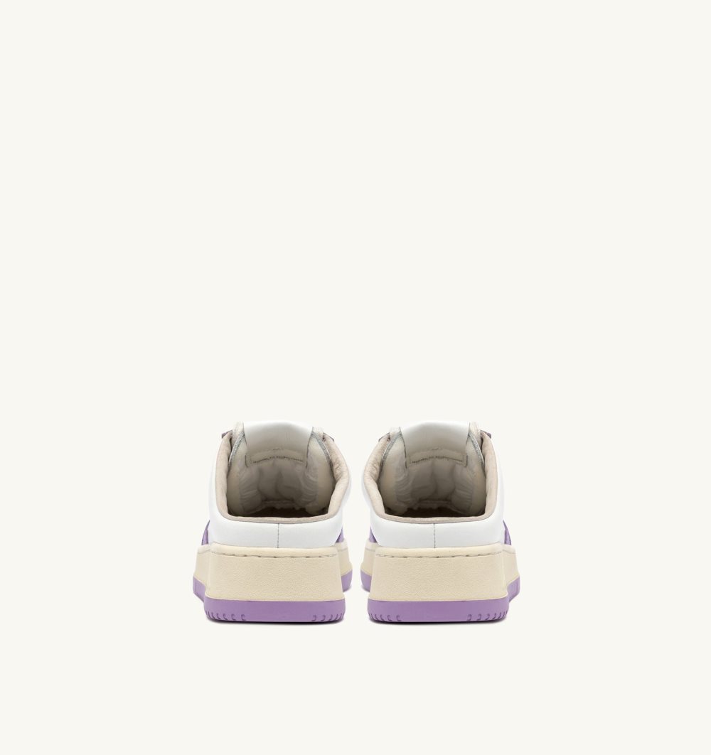 Autry Medalist Mule Low Sneakers Leather Mules Damen Weiß Lila | 4750IGMET