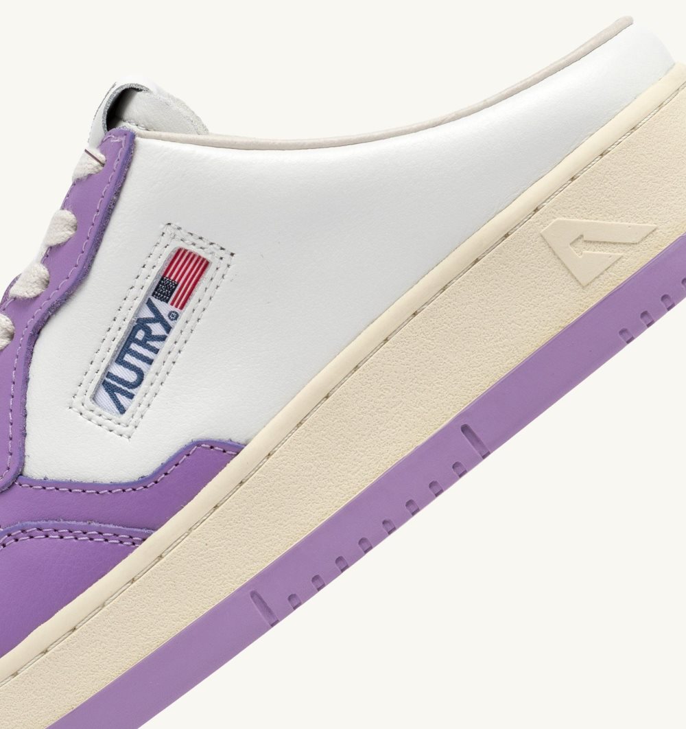 Autry Medalist Mule Low Sneakers Leather Mules Damen Weiß Lila | 4750IGMET
