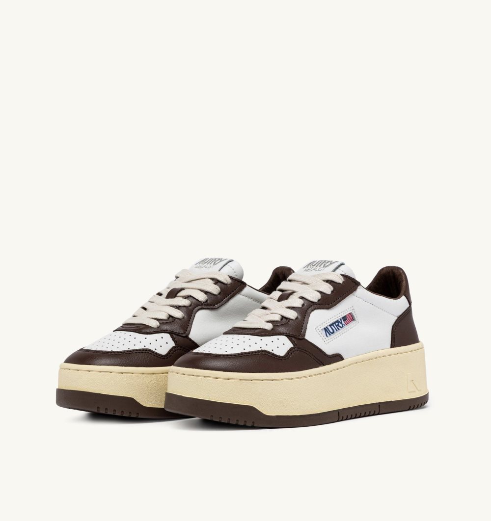 Autry Medalist Plattform Sneakers Chestnut Leder Plateauschuhe Damen Marrone | 9872NCTBJ