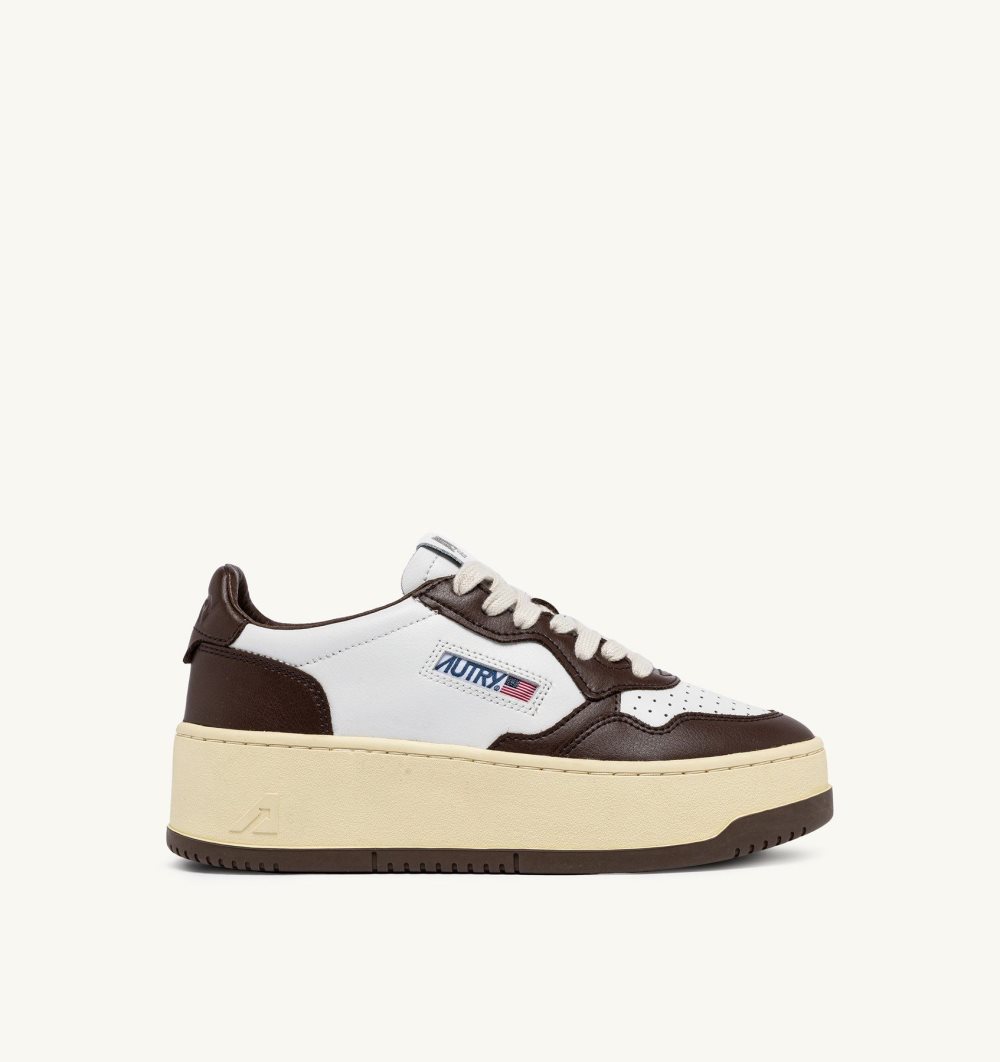 Autry Medalist Plattform Sneakers Chestnut Leder Plateauschuhe Damen Marrone | 9872NCTBJ