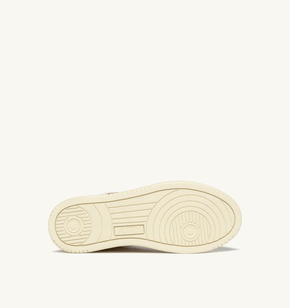 Autry Open Mid Sneakers Mesh Platinum Sneakers Damen Gold Weiß | 7931QHTBJ