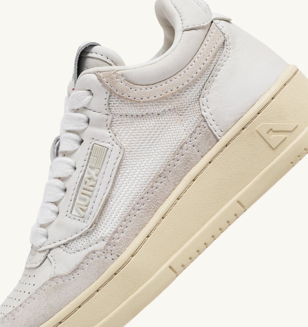 Autry Open Mid-top Sneakers Leather Mesh Suede Sneakers Kinder Weiß | 2398FZXIV
