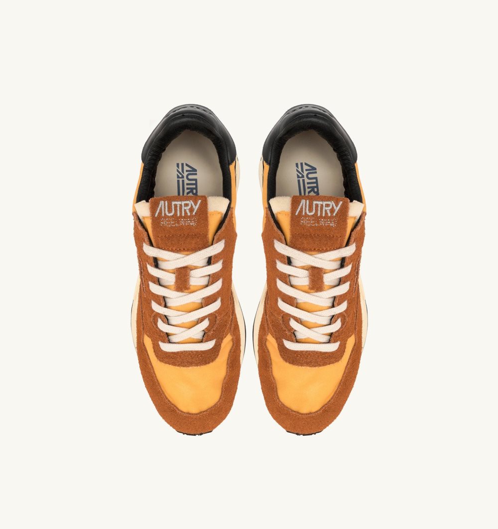 Autry Reelwind Low Sneakers Sunset Nylon Suede Sneakers Herren Orange | 7205ODJMN